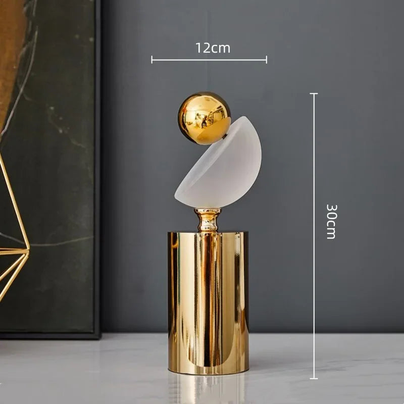 Afralia™ Geometric Golden Ball Frosted Glass Ornament Home Decor