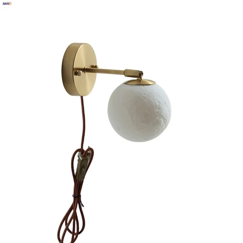 Afralia™ Moon LED Wall Lights | Modern Nordic Reading Lamp | White Up Down Rotate Bedside Aplique