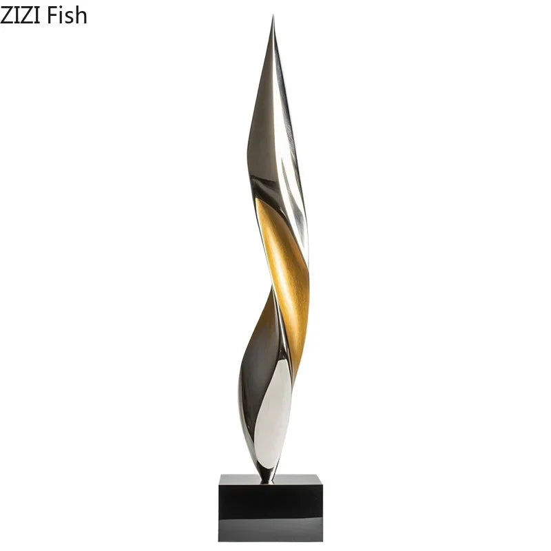Afralia™ Twisted Line Gold Sculpture: Modern Desk Decor & Room Aesthetics