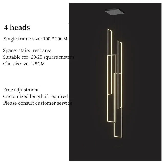 Afralia™ Geometric Luxury Stair Chandelier for Duplex Villa Loft Living Room