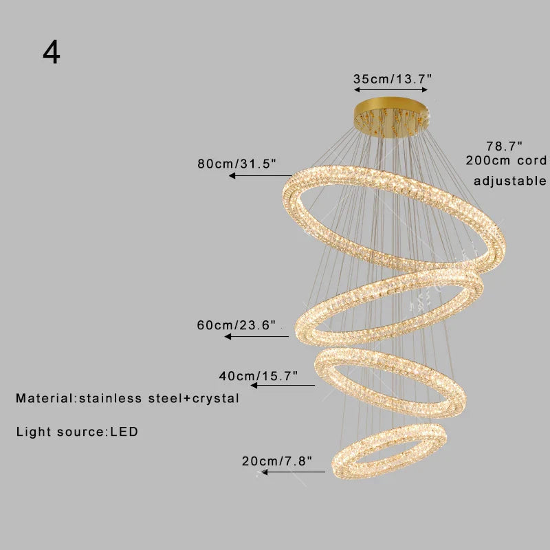 Afralia™ Rings Ceiling Pendant Light Dimmable Adjustable Hanglamp for Villa Decoration