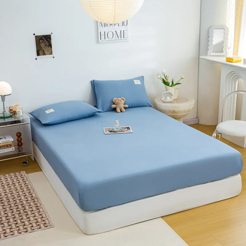 Afralia™ Solid Color Fitted Sheet 150x200 Queen Bed Soft Skin Friendly 180x200 Mattress Cover