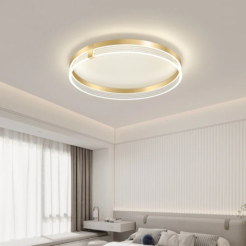 Afralia™ Minimalist Remote Control Round LED Ceiling Lamp for Bedroom and Living Room