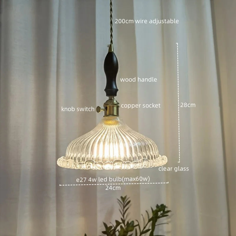 Afralia™ Modern Wood Handle LED Pendant Light for Dining Room, Balcony, Kitchen