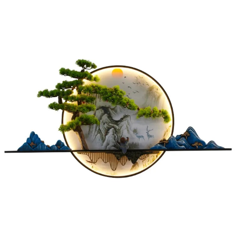 Afralia™ Chinese Landscape LED Wall Lamp for Home Living Bedroom Study