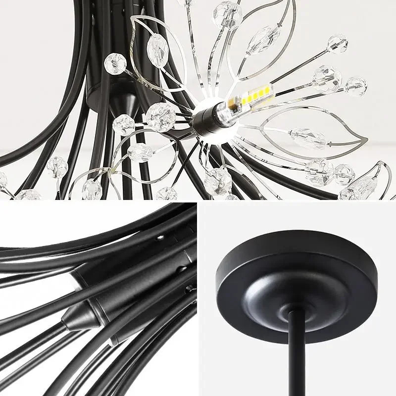 Afralia™ Crystal Bionic Petals Chandelier for Living Dining Bedroom Hall Hotel Decor