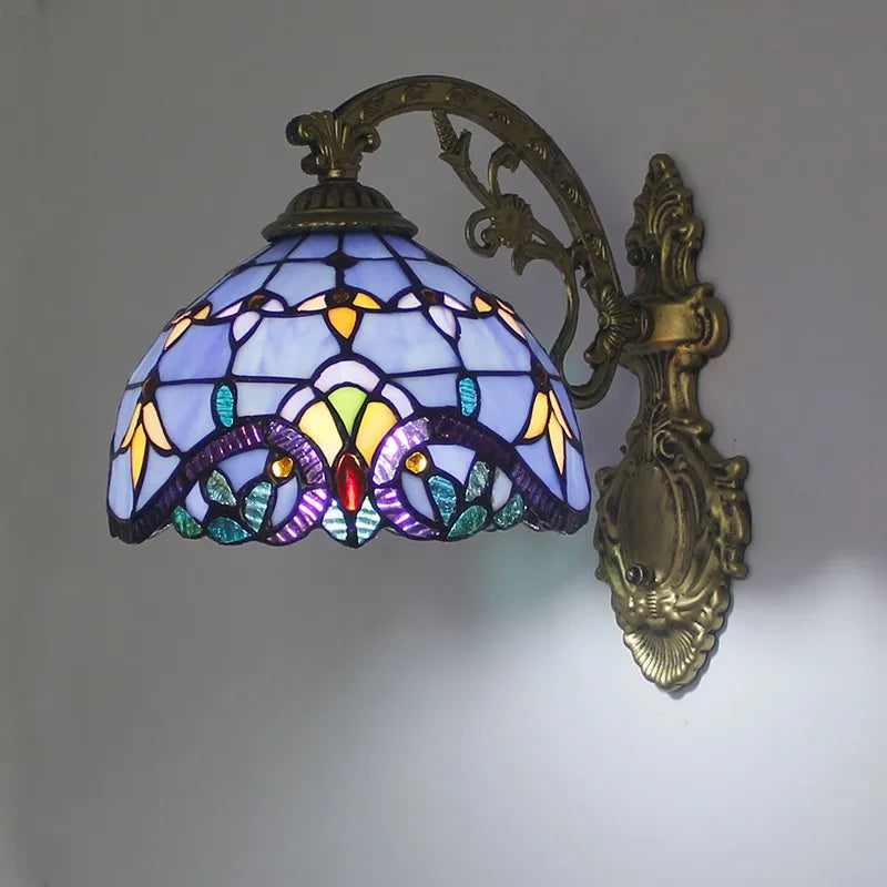 Afralia™ Tiffany Glass Wall Lamp Colorful Art Light for Living Room Bedroom Aesthetic Decor