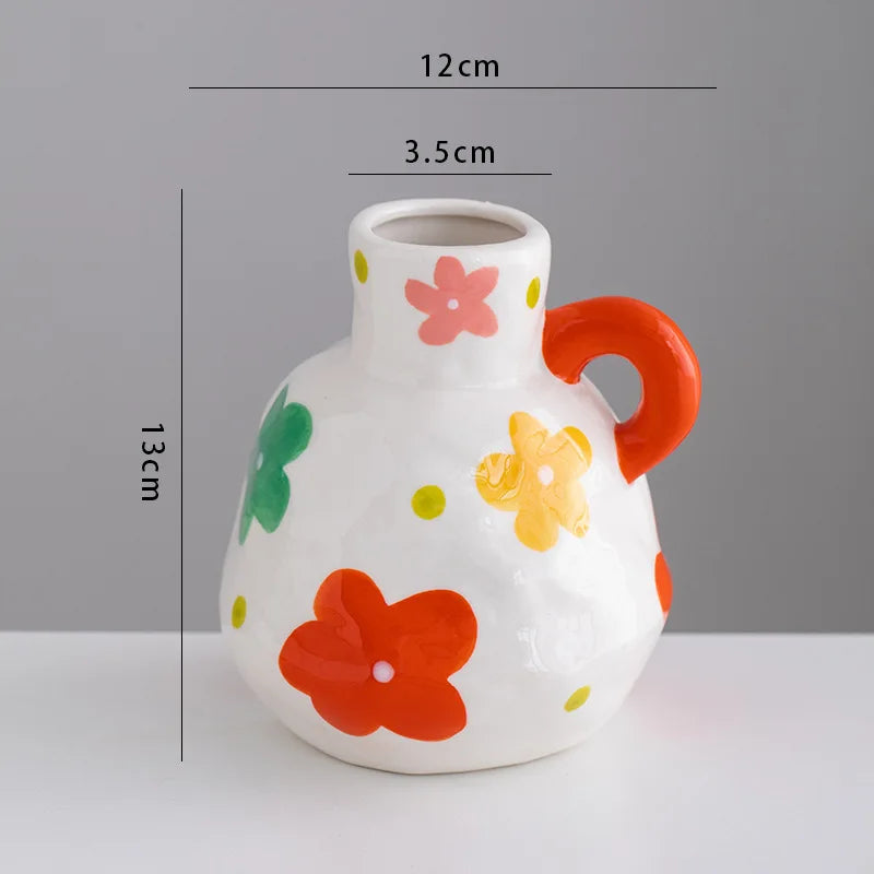 Afralia™ Ceramic Flower Vase Colorful Floral Arrangement Home Decoration Pot