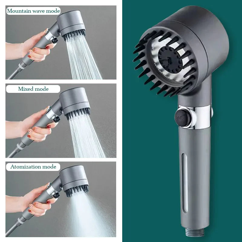 Afralia™ 3-Mode High Pressure Handheld Shower Head with Stop Button - Bathroom Spray Nozzle