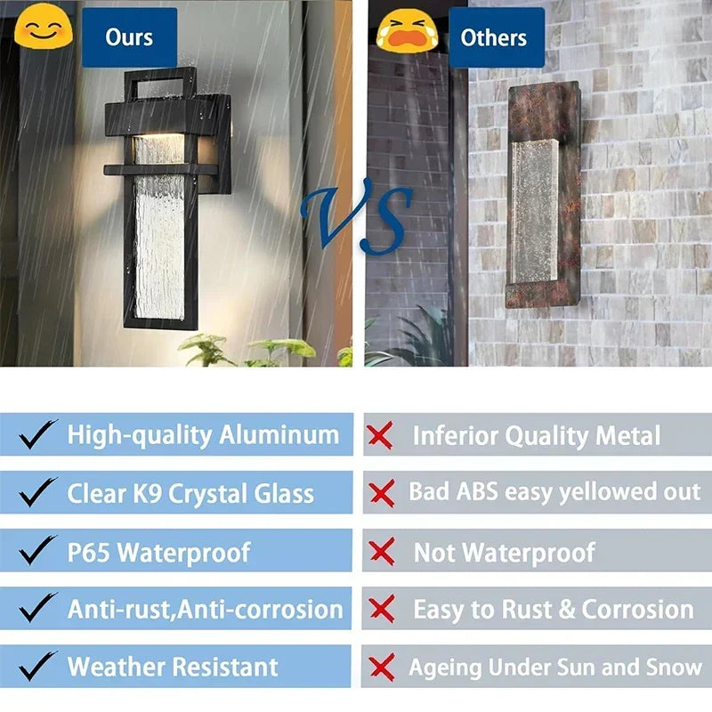 Afralia™ Outdoor LED Wall Sconce 12W Black Aluminum Waterproof Porch Light