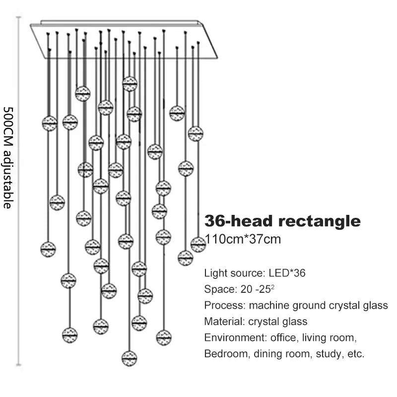 Afralia™ Crystal Ball LED Chandelier for Modern Living Room & Bedroom décor