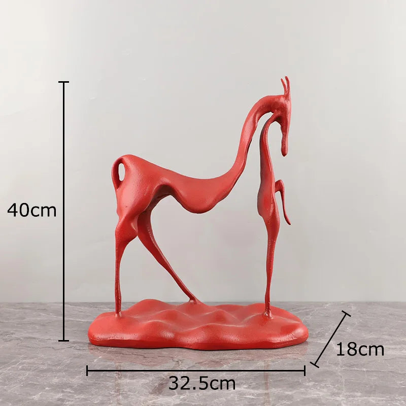 Afralia™ Cast Iron Horse Sculpture Modern Desk Decor Minimalist Room Artistic Craft Figurine