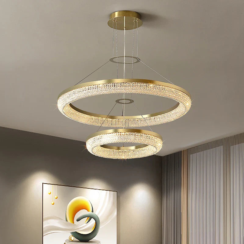 Afralia™ Nordic Crystal LED Ceiling Chandelier for Dining Room Kitchen Living Room