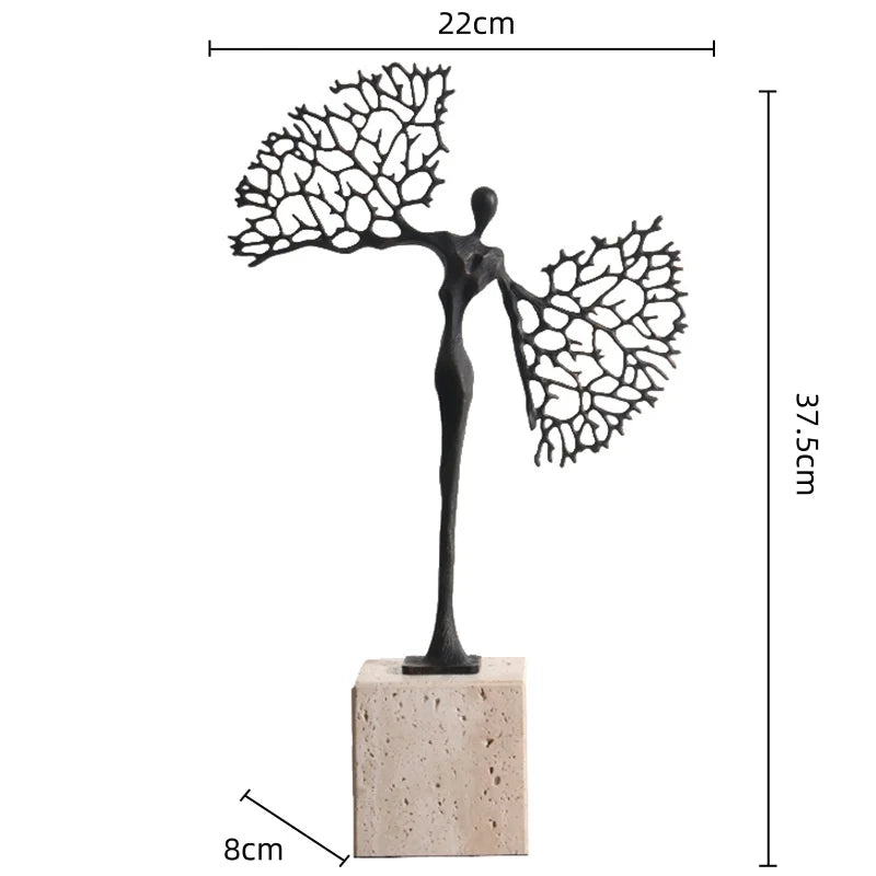 Afralia™ Golden Metal Abstract Figure Sculpture Home Decor CraftǀCreative Figurine Ornament