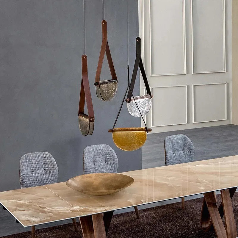 Afralia™ Modern Gray Amber Clear Glass Pendant Lamp for Bedroom Living Room