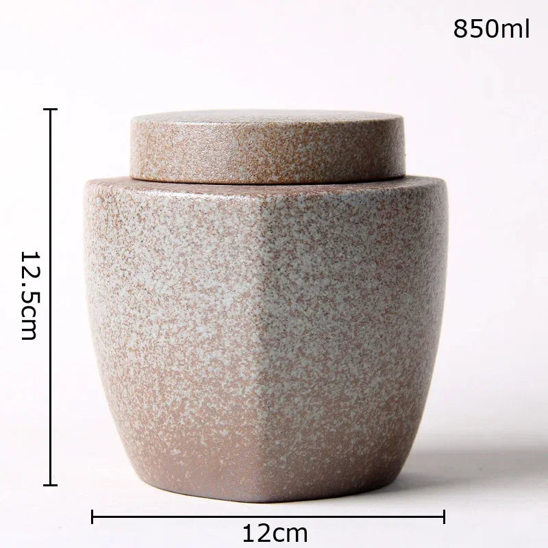 Afralia™ Ceramic Tea Canister Sealed Storage Jars - Geometric Design