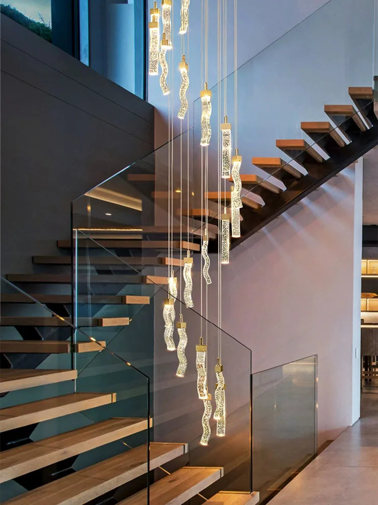 Afralia™ Modern LED Crystal Chandelier for High Ceilings