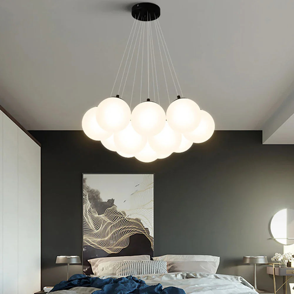 Afralia™ Bubble Glass Ball Pendant Lights Chandelier for Living Room Bedroom Kitchen Kids G9 LED