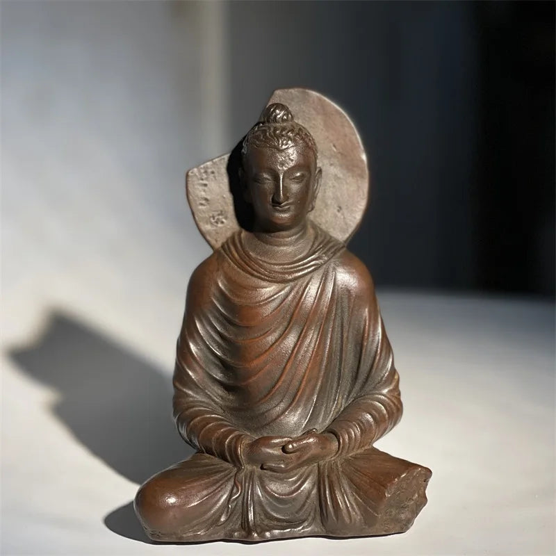 Afralia™ Ceramic Buddha Sculpture Home Decor Ornament - Retro Seated Abstract Statue
