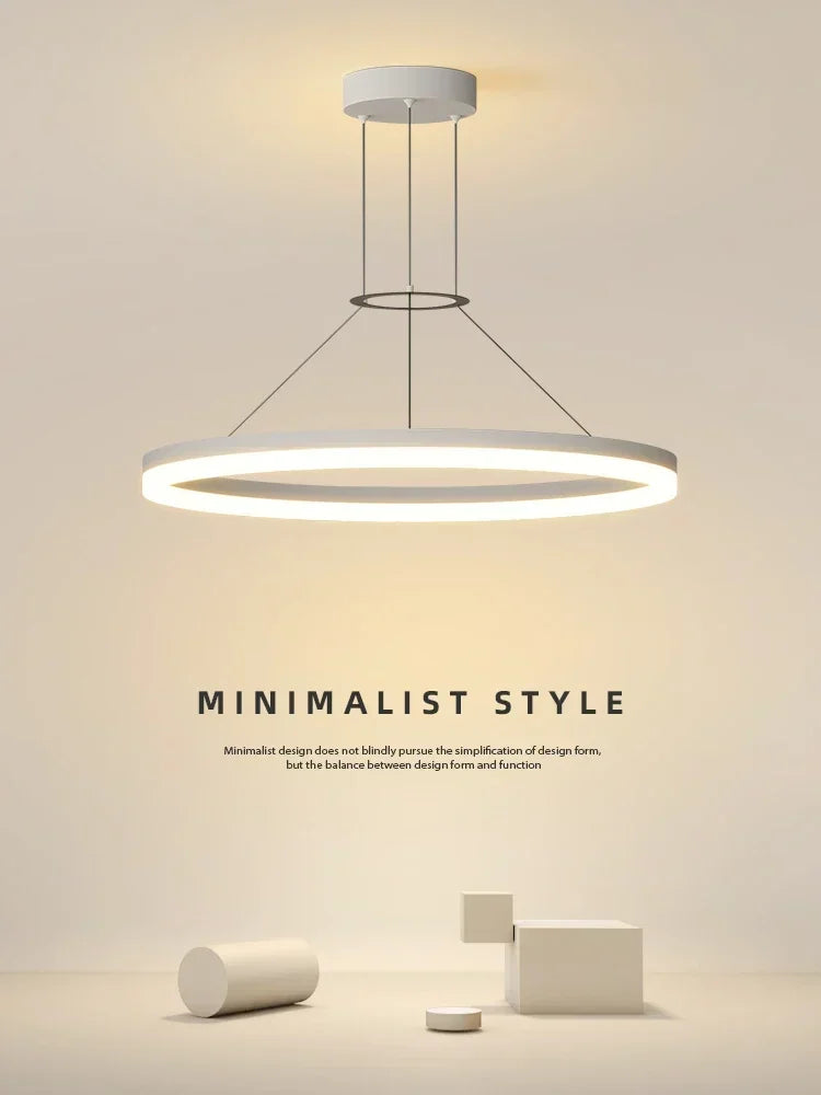 Afralia™ Black Ring LED Pendant Chandelier for Living Room, Bedroom, Kitchen - Modern Minimalist Lighting