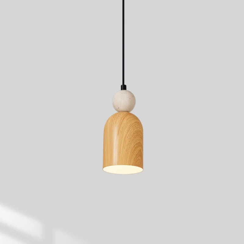 Afralia™ Yellow Iron LED Pendant Lamp Yellow Travertine Stone Ball in Wabi Sabi Style