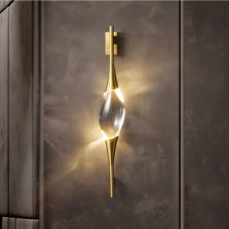 Afralia™ Copper Crystal Wall Lamp, Modern Designer Decor for Living Room Bedroom