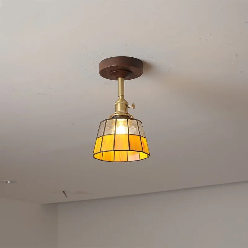 Afralia™ Glass Wood LED Ceiling Light Nordic Design for Living Room & Corridor