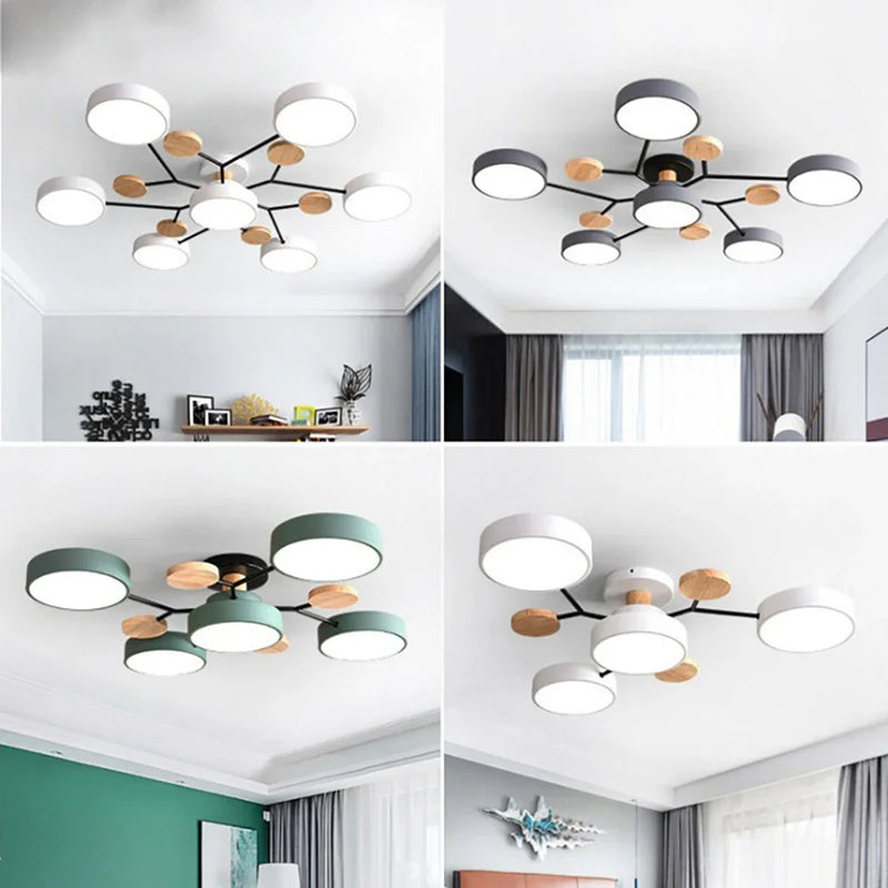 Afralia™ Modern Wood Round LED Ceiling Lamp