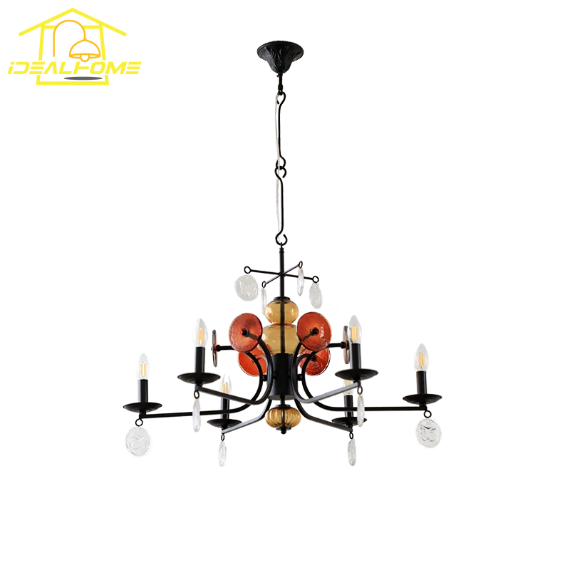 Afralia™ Medieval Symphony Glass Iron Pendant Lights LED E14 for Living Room, Bedroom, Bar