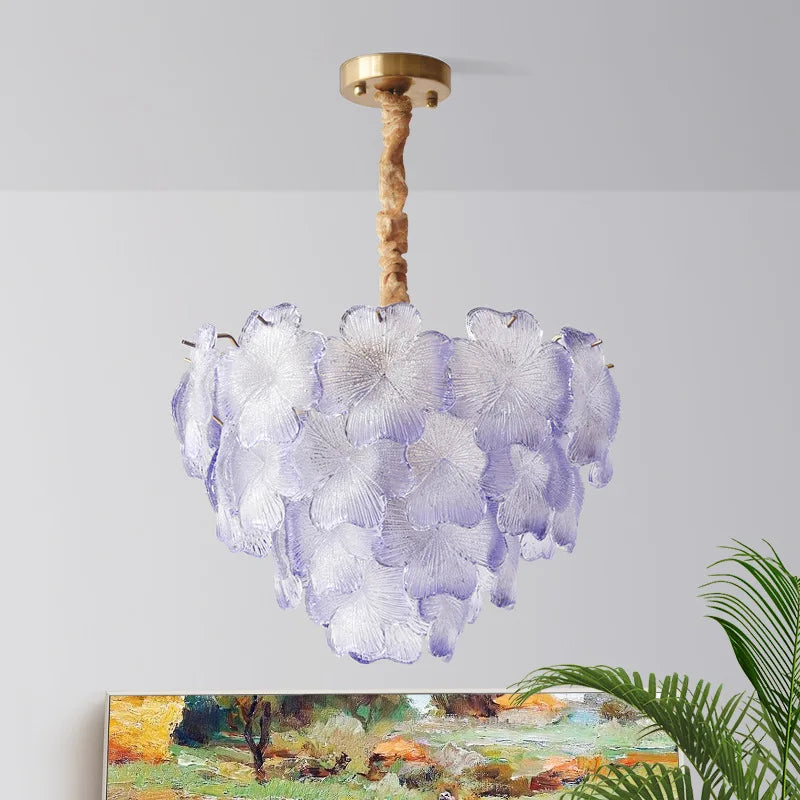 Afralia™ Crystal Glass Flower Chandelier - Modern French Style for Living Room, Bedroom, Dining Room