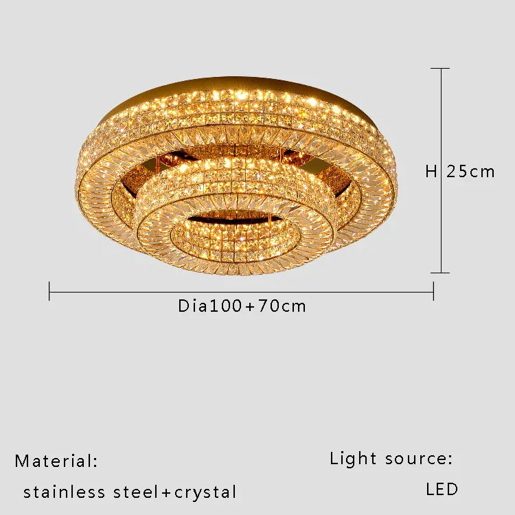 Afralia™ Crystal Two Tier Ceiling Chandelier LED Lighting for Bedroom & Living Room
