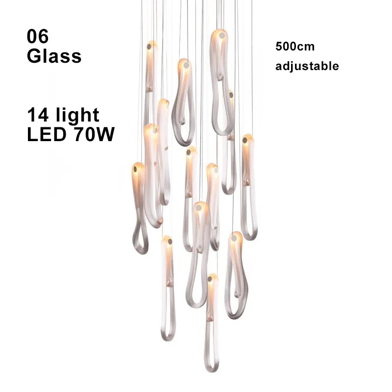 Afralia™ Linear White Glass Chandelier LED Dimmable Bedroom Light