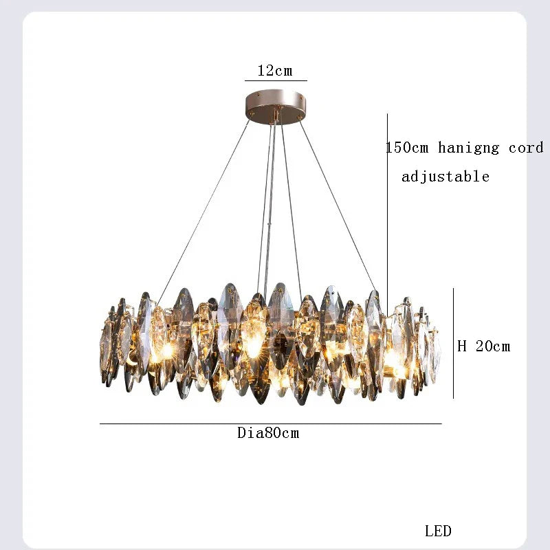Afralia™ Crystal LED Chandelier: Modern Luxury Indoor Hanging Lamp, Living Room Decor