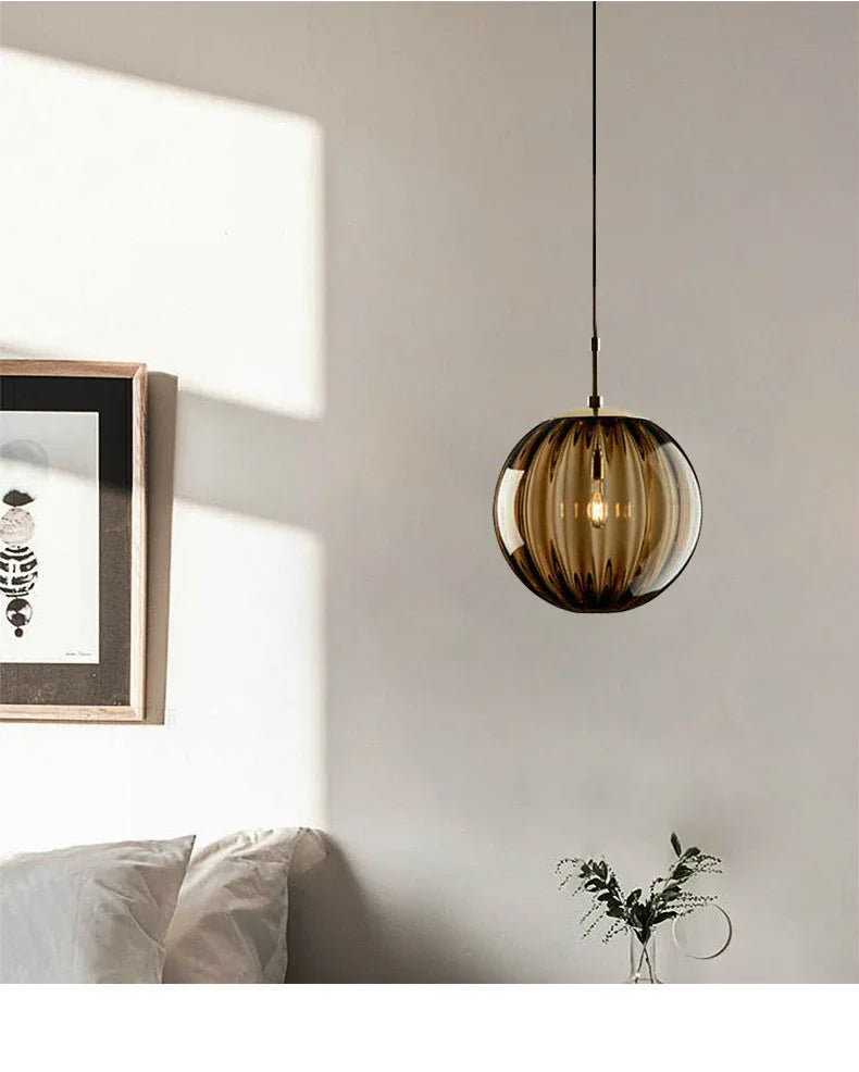 Afralia™ Glass Ball LED Pendant Lamp for Home Bedroom Living Room