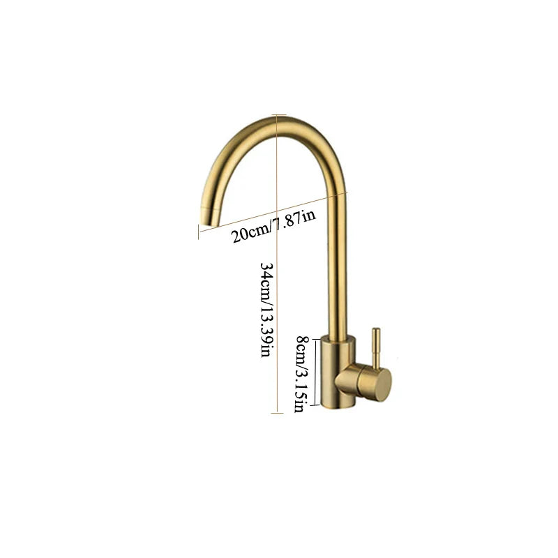 Afralia™ Gold Stainless Steel Kitchen Faucet: Deck Mounted Hot Cold Water Mixer Taps