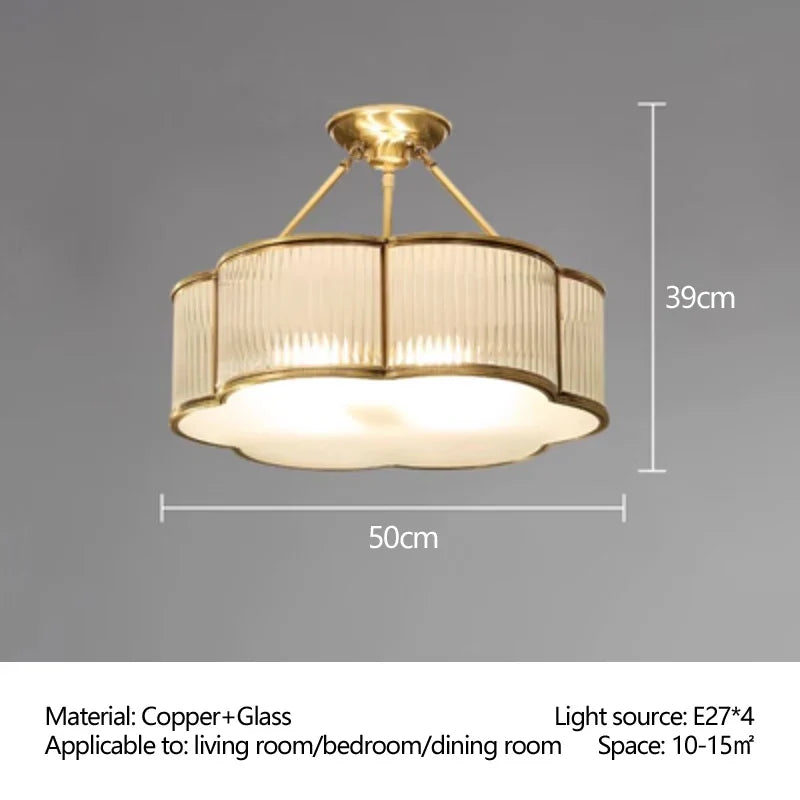 Afralia™ Copper Glass Ceiling Light, LED Foyer Restaurant Living Room Lamp