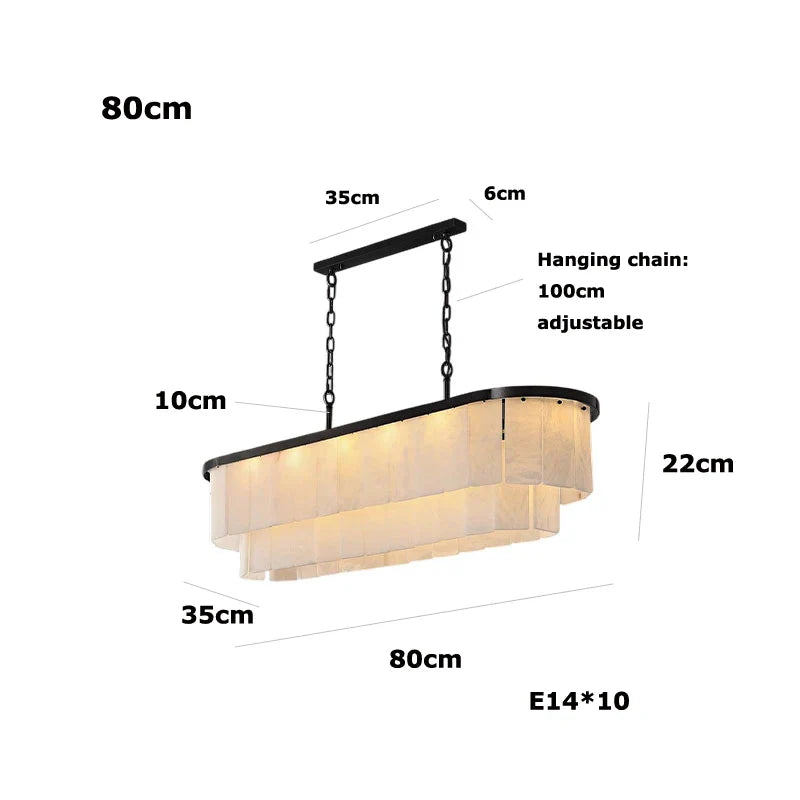 Afralia™ Modern Gold Black Lucite Block Chandelier, Round Oval Lustre Ceiling Lighting E14