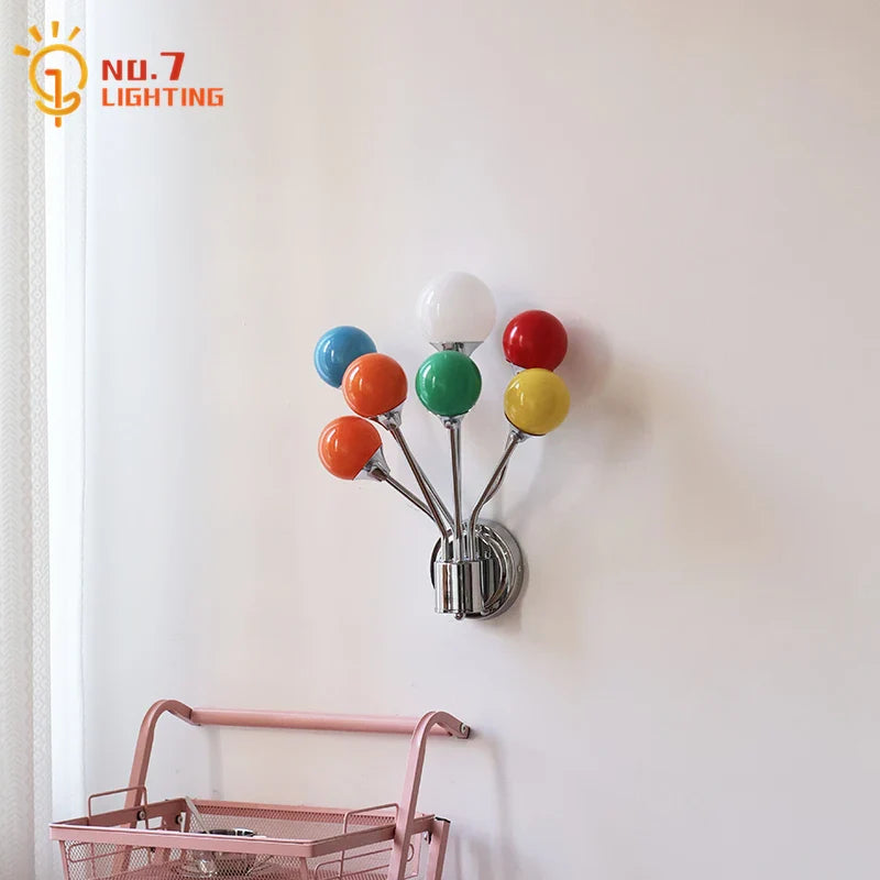 Afralia™ Rainbow Balloon Wall Lamp for Bauhaus Style Bedroom Decor
