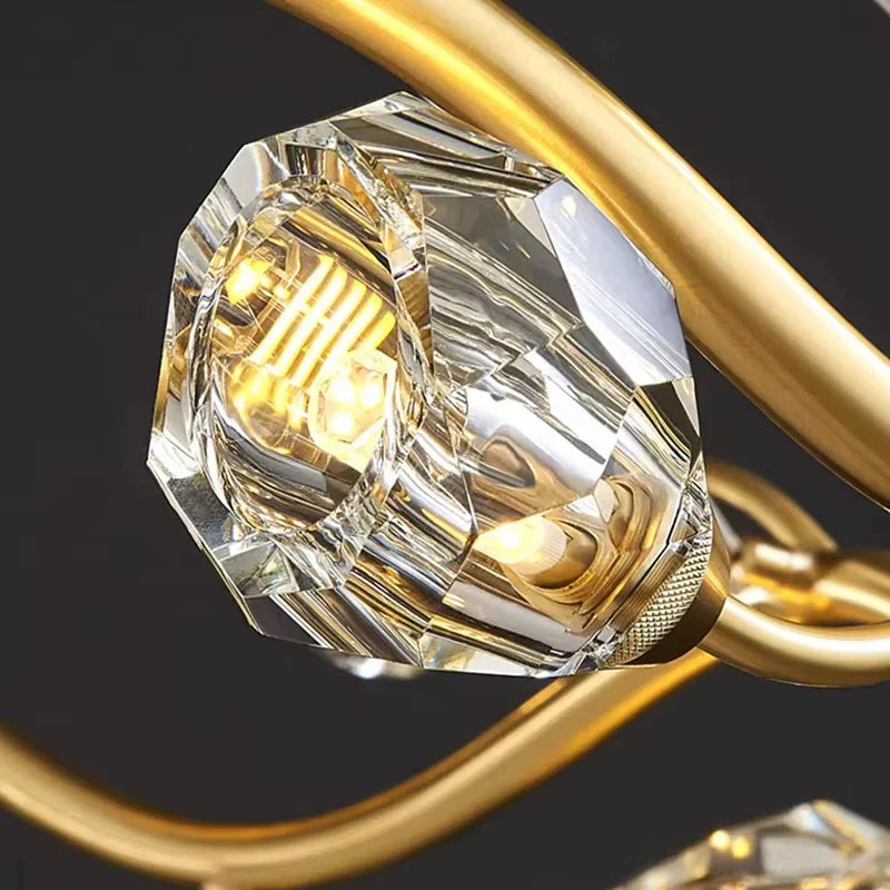 Afralia™ Crystal Chandelier LED Ceiling Light Modern Luxury Hanging Chandeliers for Living Room