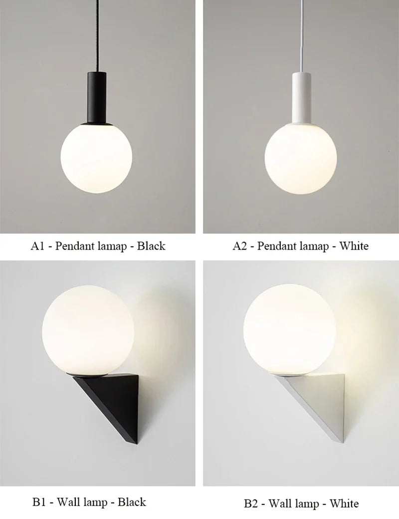 Afralia™ Nordic Design Black White Pendant Lights Modern Minimalist G9 LED Bedside Wall Lamp