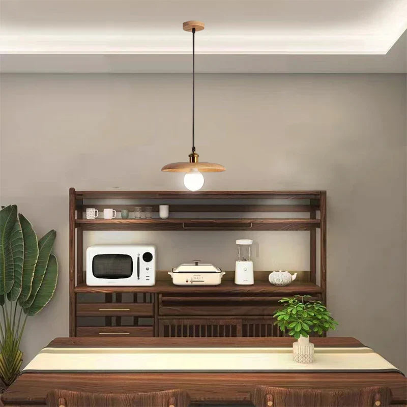 Afralia™ Nordic Wooden Pendant Lamp Modern Luminaire for Dining Table Kitchen Island
