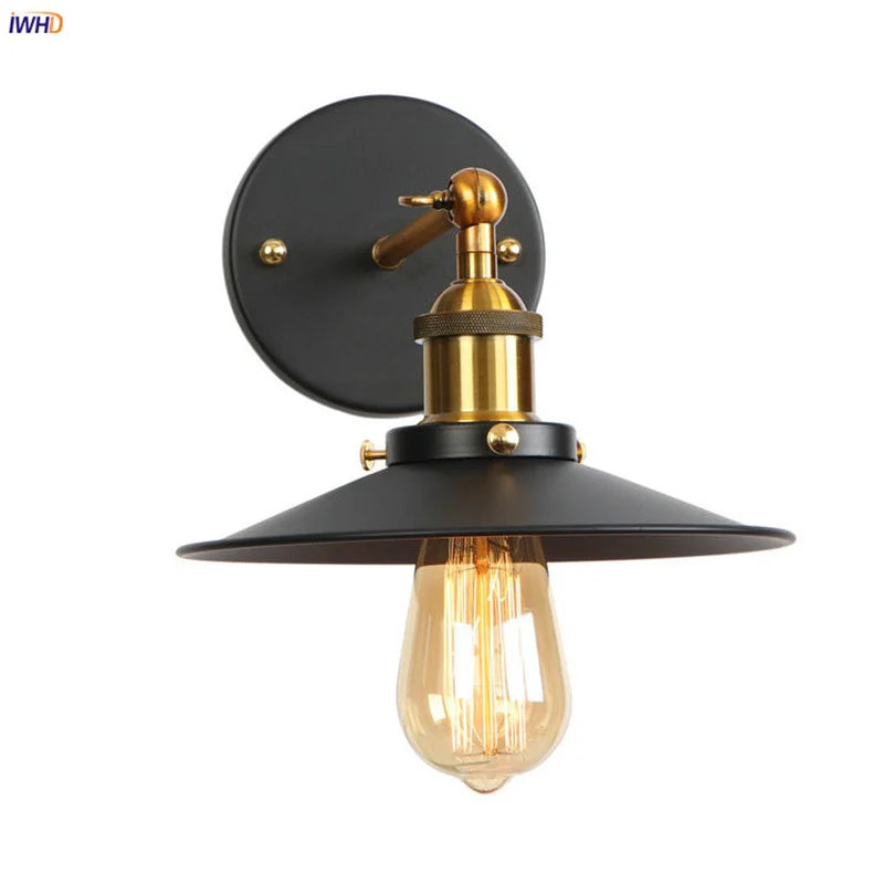 Afralia™ Gold Industrial LED Wall Lamp for Loft Stair & Bedroom Lighting