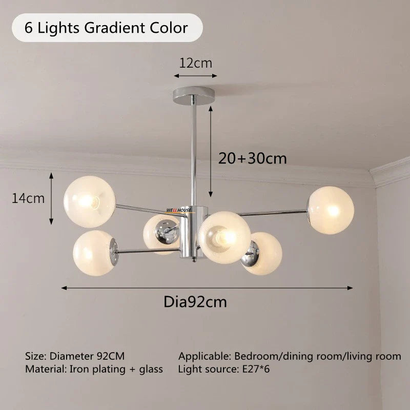 Afralia™ Silver LED Glass Chandelier for Bedroom Living Room Kitchen - Modern Nordic Pendant Light