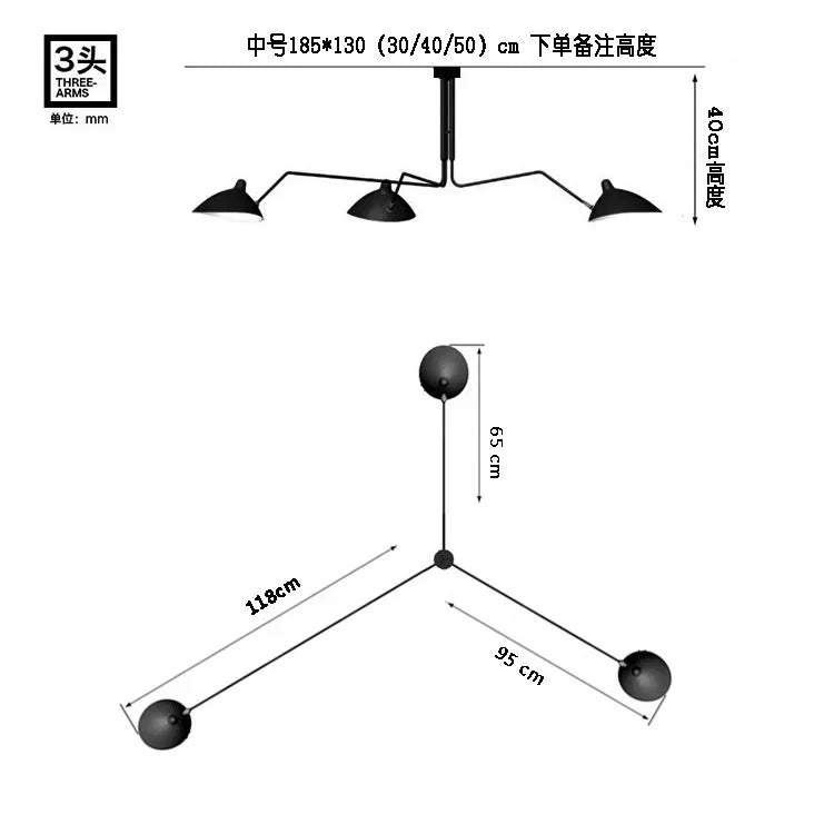 Afralia™ Industrial Spider Serge Mouille Ceiling Lamp Black LED E27 Lighting