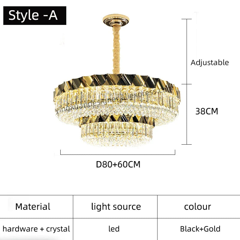 Afralia™ Luxury Crystal Circular Chandelier: Designer Nordic Hanging Ceiling Lamp for Bedroom & Living Room