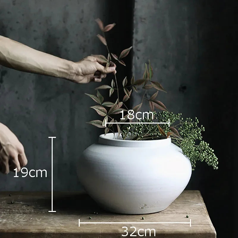 Afralia™ White Ceramic Vase Minimalism Desk Decor Flower Arrangement Room Aesthetic