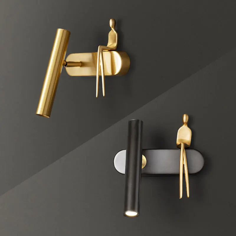 Afralia™ Modern Copper Brass Wall Light with Adjustable LED Colors
