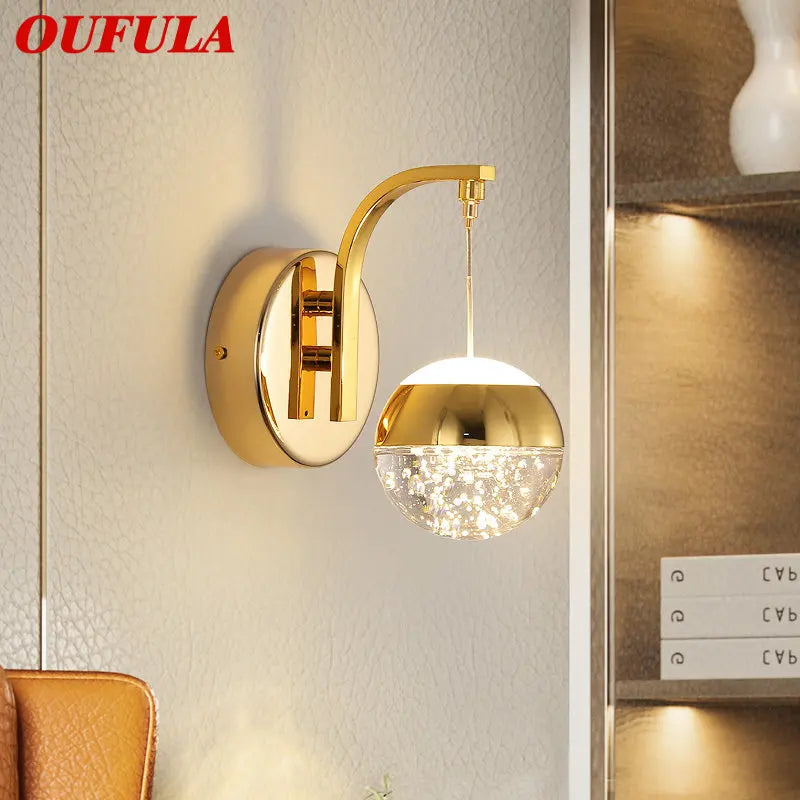 Afralia™ Gold Crystal Bubble Wall Sconce Light for Home Bedroom Decor