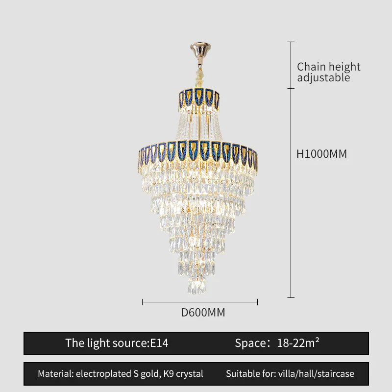 Afralia™ Crystal Chandelier Art Living Room Lighting for Duplex Buildings and High-End Restaurants
