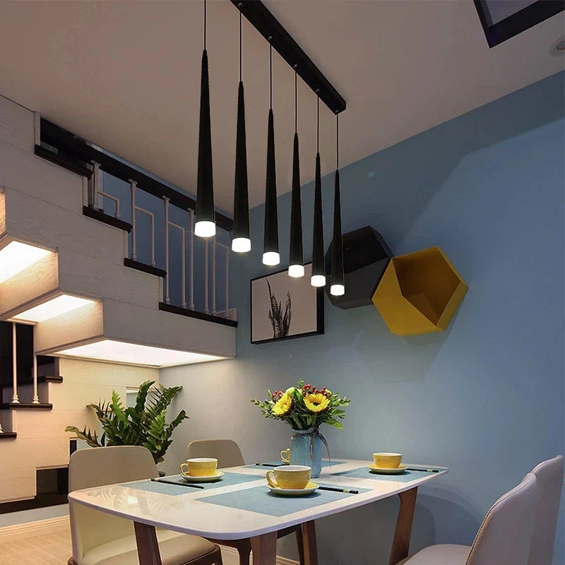 Afralia™ Modern Black LED Ceiling Chandelier for Stylish Staircase and Living Room Lighting